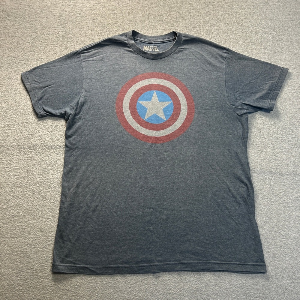 Marvel Captain America Shield T Shirt Mens Large Blue Graphic Superhero Tee